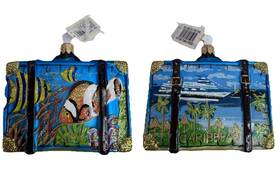 Ppt-002-0992 Nordstrom At Home Caribbean Blown Glass Travel Christmas Ornament Decoration New