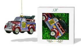 North Star Christmas 653718342834 Vintage Truck With Tree Glass Ornament Vehicles And Career Collection