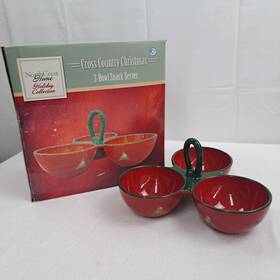 Northcrest 400063818671 Home Holiday Collection Cross Country Christmas 3 Bowl Snack Server