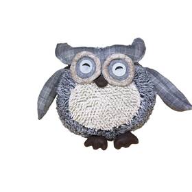 Northlight 009312850754 Seasonal Gray Plaid 7.5 Inch Owl Textured Ivory Plush Tabletop Christmas