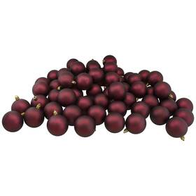 Northlight 093422354172 60ct Burgundy Red Shatterproof Matte Christmas Ball Ornaments 2.5 Inch
