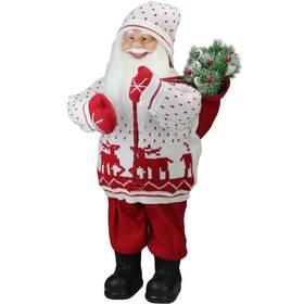 Northlight 093422861526 25 Inch Retro Christmas Santa Knit Deer Sweater Sack Of Pine Figure Decor