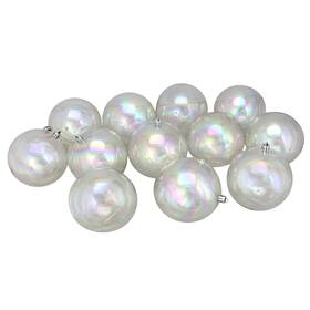 Northlight 093422892315 12ct Shatterproof Clear Iridescent Christmas Ornaments 4 Inch 100mm