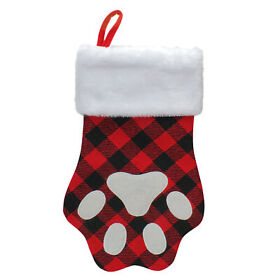 33530794 Northlight 15.5inch Red And Black Buffalo Plaid Pet Embroidered Christmas Stocking