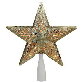 Northlight 191296026345 8.5 Inch Gold Glitter Star Cut-out Design Christmas Tree Topper Childrens