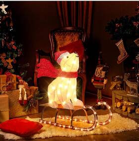 Northlight 191296817059 Genimo 2.5ft Pre-lit Polar Bear Sleigh Christmas Outdoor Decoration 102 Led New