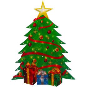 Northlight 191296921923 22.5 Inch Lighted Christmas Tree With Presents Window Silhouette