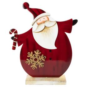 Northlight 191296941969 12 Inch Santa With Candy Cane Wooden Christmas Decoration