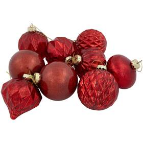 Northlight 191296949729 9ct Red Textured Christmas Glass Ball Ornaments 3 Inch 80mm