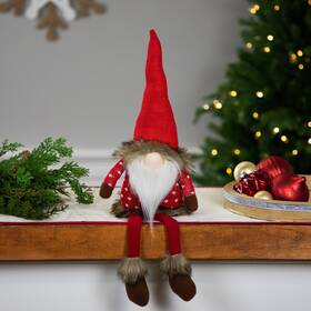 Northlight 191296962674 Sitting Plush Gnome With Dangling Legs Christmas Figure