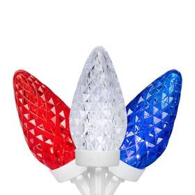Wire-100ct Northlight 191296973922 Patriotic Led C9 Faceted Christmas Lights-red White Blue-66 Ft.