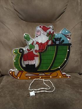 Northlight 193228040399 17 Inch Lighted Holographic Santa Sleigh Christmas Window Decor No Box