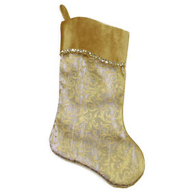 31450910 Northlight 20.5inch Two-tone Metallic Gold Flourish Christmas Stocking Curved Cuff