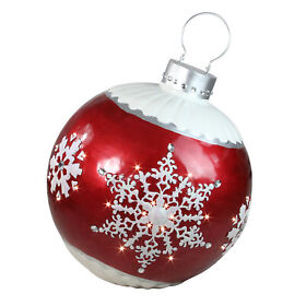 32913537 Northlight 26.5 Led Red Ball Christmas Ornament Snowflake Outdoor Decoration