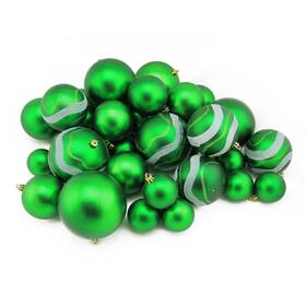 31756967 Northlight 39ct Green Matte Glitter Shatterproof Christmas Ornaments - 2 Inch -4