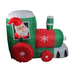 32912559 Northlight 6.5ft Inflatable Santa Locomotive Train Lighted Christmas Yard Decor