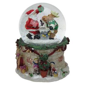 32912629 Northlight 5.75 Inch Santa And Reindeer Christmas Musical Led Lighted Snow Globe