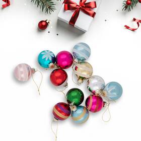 32913440 Northlight 12ct Shiny Patterned Christmas Glass Ball Ornaments 2.25 Inch 57mm