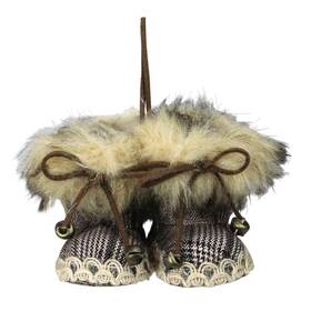 32913522 Northlight 3 Inch Pair Of Faux Fur Knit Alaskan Style Booties Christmas Ornament