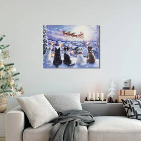 Northlight 32915369 Led Lighted Dogs Watching Santa Claus Christmas Wall Art 12 Inch X 15.75