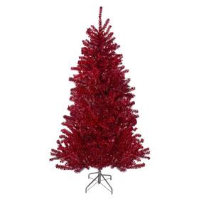 33388906 Northlight 7 Metallic Red Tinsel Artificial Christmas Tree - Unlit