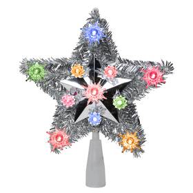 33406549 Northlight Lighted Silver Tinsel Star Christmas Tree Topper - 9 Inch Multi Lights