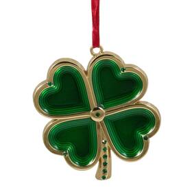 33670787 Northlight 3.25 Inch Green Gold 4 Leaf Clover European Crystals Christmas Ornaments