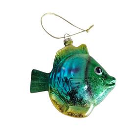 34294765 Northlight Turquoise And Yellow Glass Tropical Fish Christmas Ornament