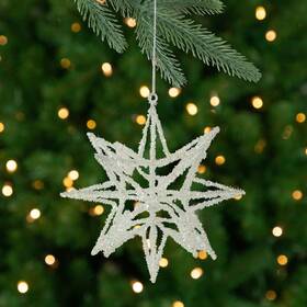 34313301 Northlight 10-inch White 3-d Glittered Star Christmas Ornament