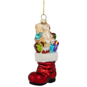 34529064 Northlight 5 Inch Shiny Red Present Filled Stocking Hanging Glass Christmas Ornament