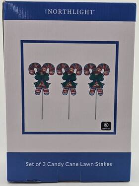 34855013 Northlight 2 Sets Of 25.5 In Lighted Holographic Candy Cane Christmas Pathway Markers