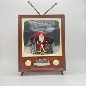34864982 Northlight 12 Inch Led Lighted Musical Snowing Santa Tv Set Christmas Decoration
