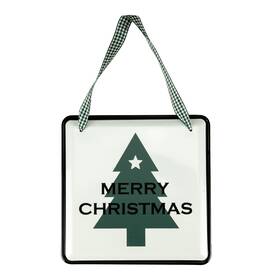 34865392 Northlight 8 Inch Merry Christmas Metal Wall Sign With Green Check Ribbon