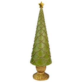 34865422 Northlight 17 Inch Green Christmas Tree Cone On Pedestal Star Topper Tabletop Decor