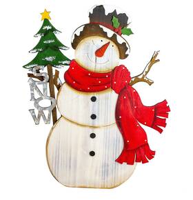34866707 Northlight 18 Inch Wooden Snowman Christmas Decoration With Snow Sign