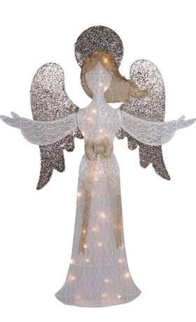 35250592 Northlight 49.25 Inch Led Lighted White And Gold Angel Christmas Decoration