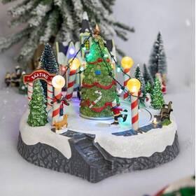 35680548 Northlight 9 Inch Animated Musical Ice Skaters Christmas Scene Led Village Display