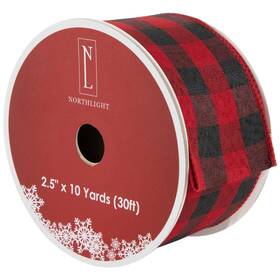 35681139 Northlight Black And Red Check Plaid Wired Craft Christmas Ribbon 2.5 Inch X 10 Yards