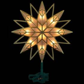 35764108 Northlight Lighted Geometric Frosted Star Christmas Tree Topper - 12.5 Inch Gold