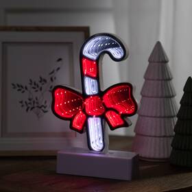 35765685 Northlight Led 3d Candy Cane With Bow Christmas Infinity Mirror - 8 Inch