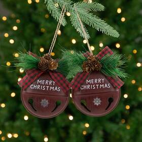 35765880 Northlight Snowflake Inch Merry Christmas Jingle Bell Disc Ornaments - 5 Set Of