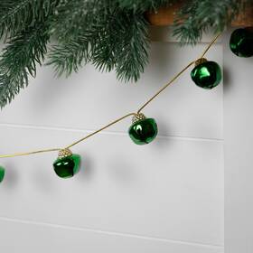 35765893 Northlight Shiny Metal Jingle Bells Christmas Garland - 7.5ft Green