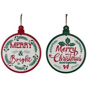 35765905 Northlight Merry And Bright Ornament Style Metal Christmas Wall Signs - 14 Inch