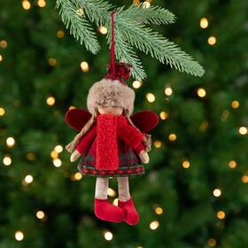 35768318 Northlight Angel Girl With Knitted Winter Hat Christmas Ornament - 8.5 Inch Red