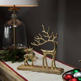 35769860 Northlight Reindeer And Fawn Metal Christmas Figure - 10.25 Inch Gold