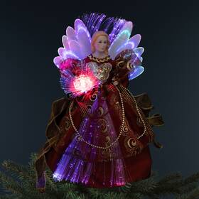 35771106 Northlight Lighted Fiber Optic Angel Christmas Tree Topper - 12 Inch Burgundy