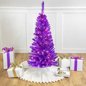 35778356 Northlight Pre-lit Medium Artificial Pine Christmas Tree - 4ft Purple Clear Lights