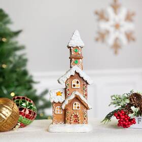 35797360 Northlight Led Lighted 2-tier Gingerbread House With Chimney Christmas Decoration - 9 Inch