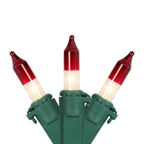 35835468 Northlight Mini Christmas Light Set - Clear With Red Tips 20.25ft Green Wire
