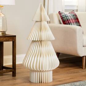 35835512 Northlight Accordion Honeycomb Foldable Paper Christmas Tree - 3ft Cream